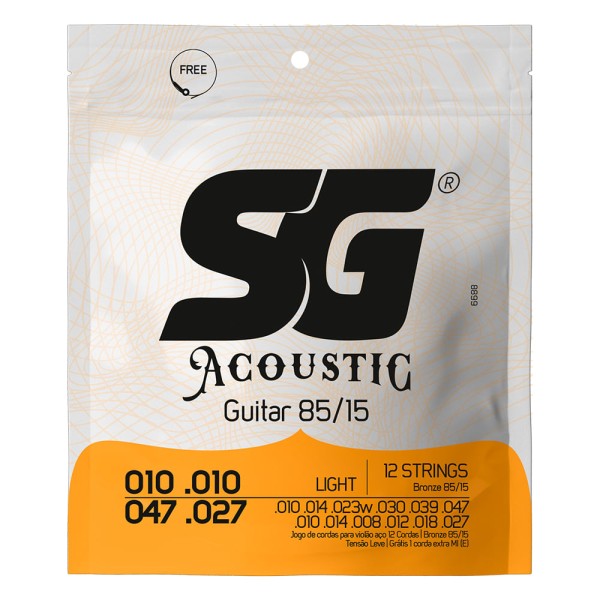 Encontraproduto.com.br - Corda SG 010 Aço Bronze 85/15 para Violão 12 Cordas