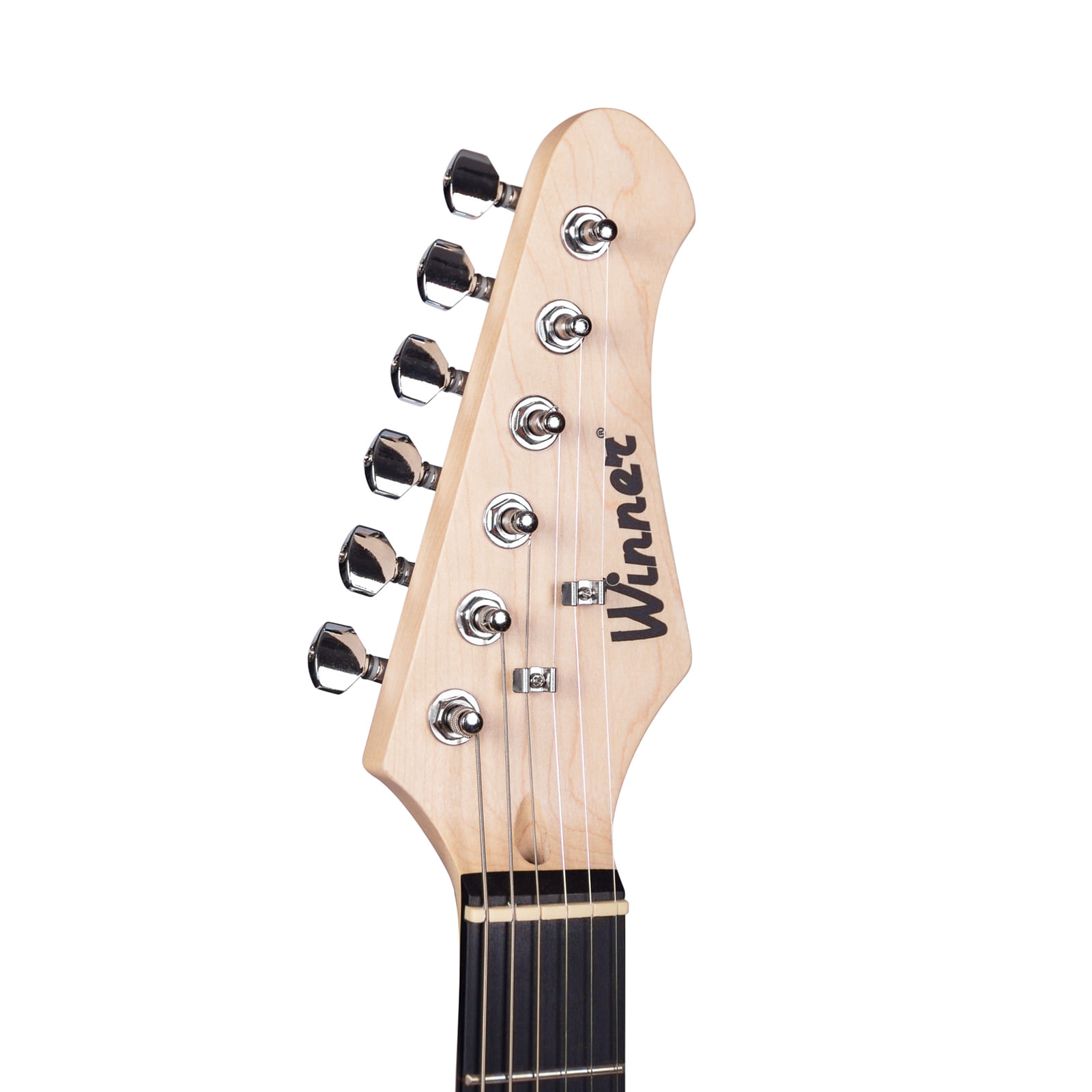 Encontraproduto.com.br - Kit Guitarra Winner WGS Preta com Afinador Cordas SG 010 Correia Cabo e Brindes