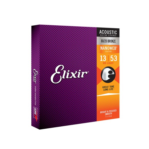 Encontraproduto.com.br - Corda Elixir Nanoweb 013 HD Light Bronze 80/20 para Violão Aço