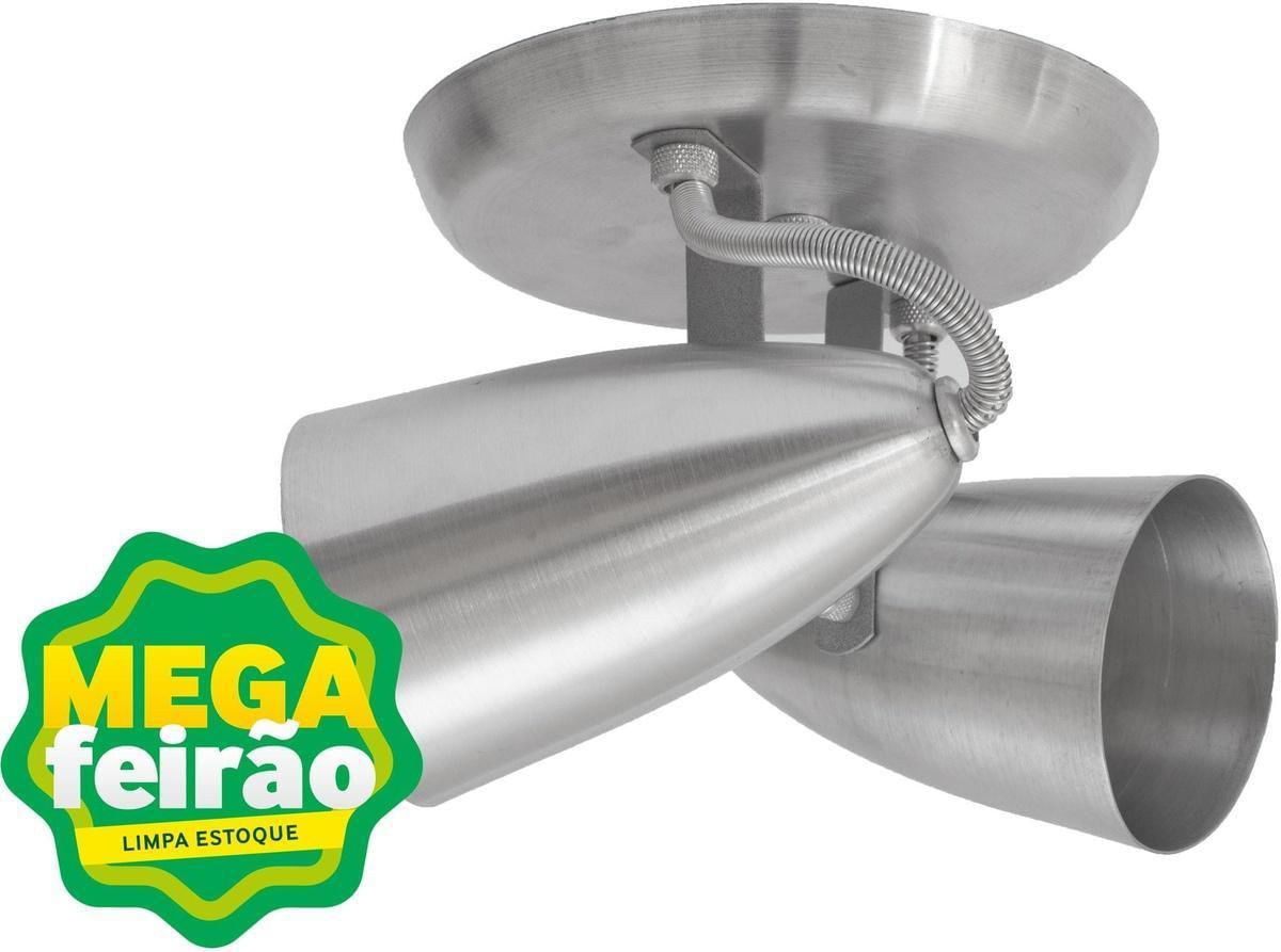 Spot de Sobrepor 2 Lâmpadas Sinsinati Até 100W Aluminio Jm 702/2Es Escovado Bivolt