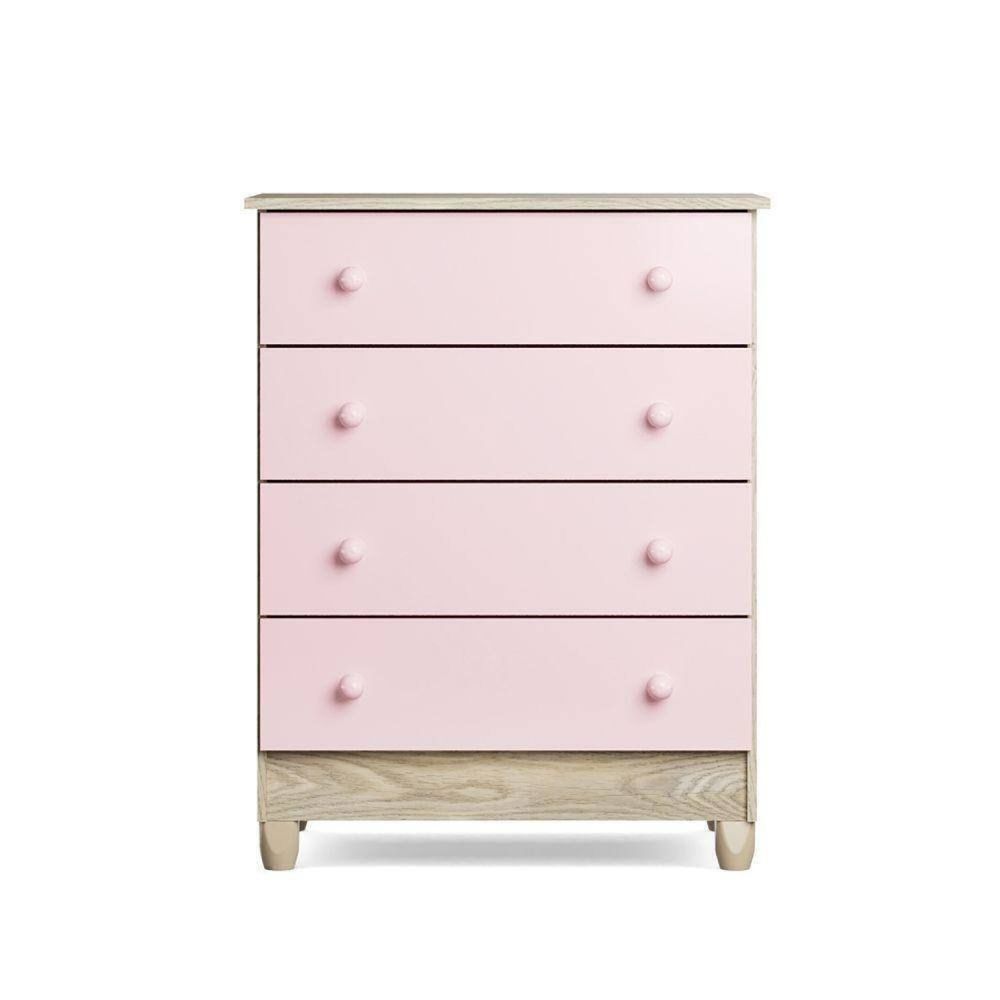 Cômoda Infantil 4 Gavetas 65x96,5cm Melzo Rosa-madeirado