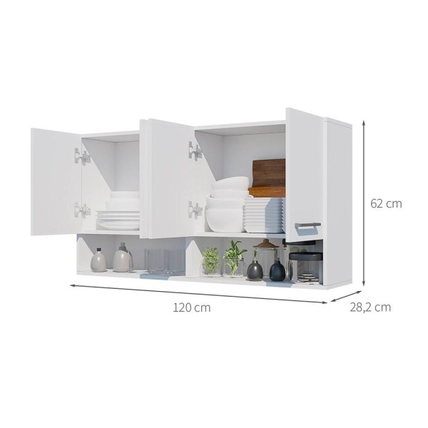 Encontraproduto.com.br - Armário Aéreo Fossano 4 PT Branco