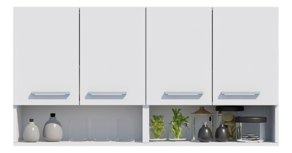 Encontraproduto.com.br - Armário Aéreo Fossano 4 PT Branco
