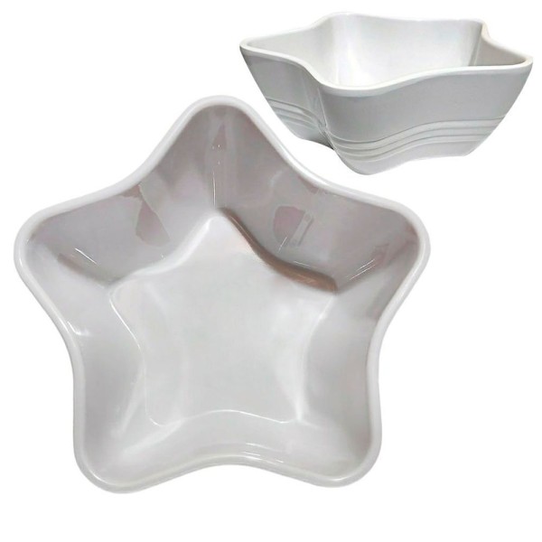 Encontraproduto.com.br - Kit 2 Tigelas Bowl Melamina Estrela Branca 600ml