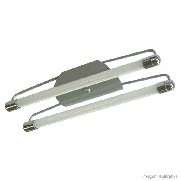 Encontraproduto.com.br - Luminária tubular fina com reator para 2 lâmpadas fluorescentes 20W titânio cromada Tualux