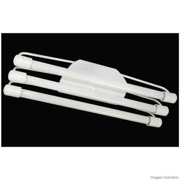 Encontraproduto.com.br - Luminária tubular fina com reator para 3 lâmpadas fluorescentes 20W branca Tualux