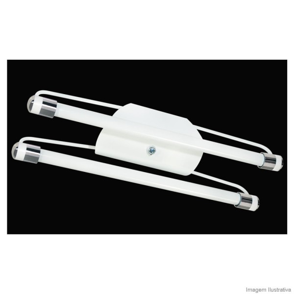 Encontraproduto.com.br - Luminária tubular fina com reator para 2 lâmpadas fluorescentes 40W branca cromada Tualux
