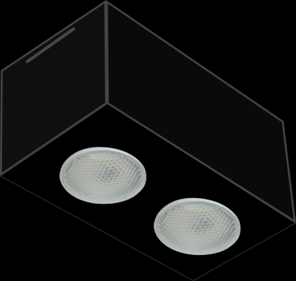 Encontraproduto.com.br - Plafon Granada 02 Retangular Preto 21X11 Para 02 Lamapdas E27 Tualux