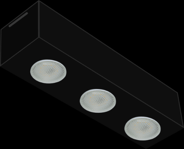 Encontraproduto.com.br - Plafon Granada 03 Retangular Preto 44X11 Para 03 Lampadas E27 Tualux