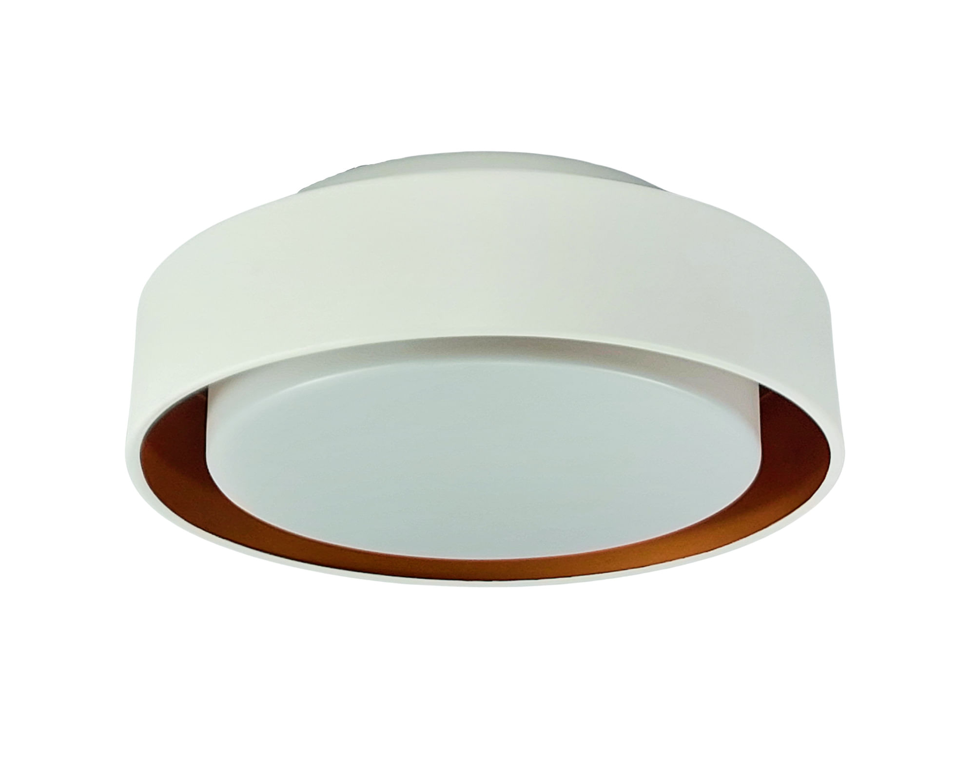 Plafon Sobrepor Para 3 Lâmpadas E27 Branco E Cobre Dubai Tualux