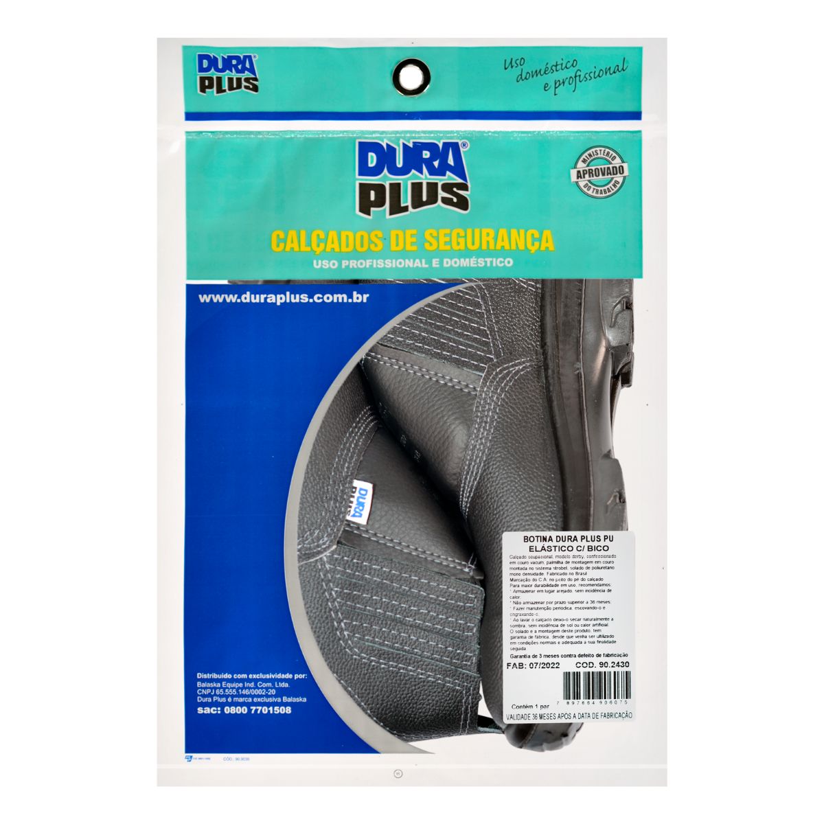 Encontraproduto.com.br - Botina Dura Plus Pu Elástico Com Bico Aço N°40 Balaska