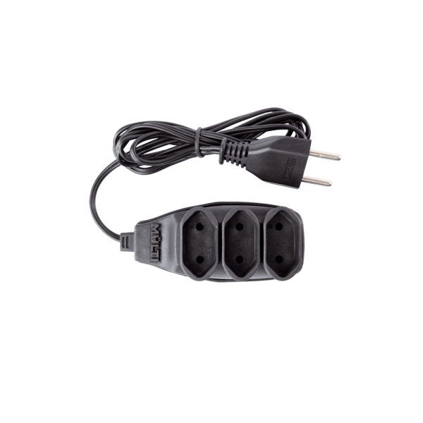 Encontraproduto.com.br - Extensão Elétrica 10 Metros Pp 2X0,75Mm Com 3 Tomadas 2P 10A Pb Preto Multicraft