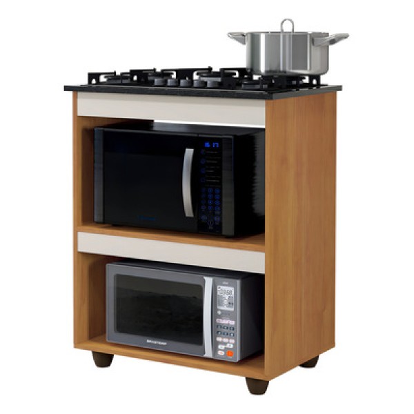Balcão Para Cooktop 4 Bocas Turim Naturalle Com Off White