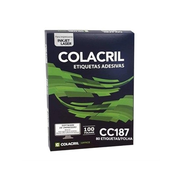 Encontraproduto.com.br - Etiqueta 6187 8000 Un Com 100 Folhas - Colacril Etiq. Colacril 6187 8000 Und C/ 100 Fls