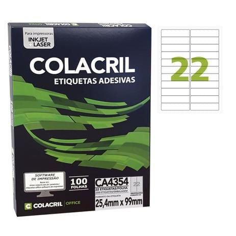 Encontraproduto.com.br - Etiqueta Colacril A4354 (25,4 X 99 Mm) - Cx C/ 100 Fls Cor Branco