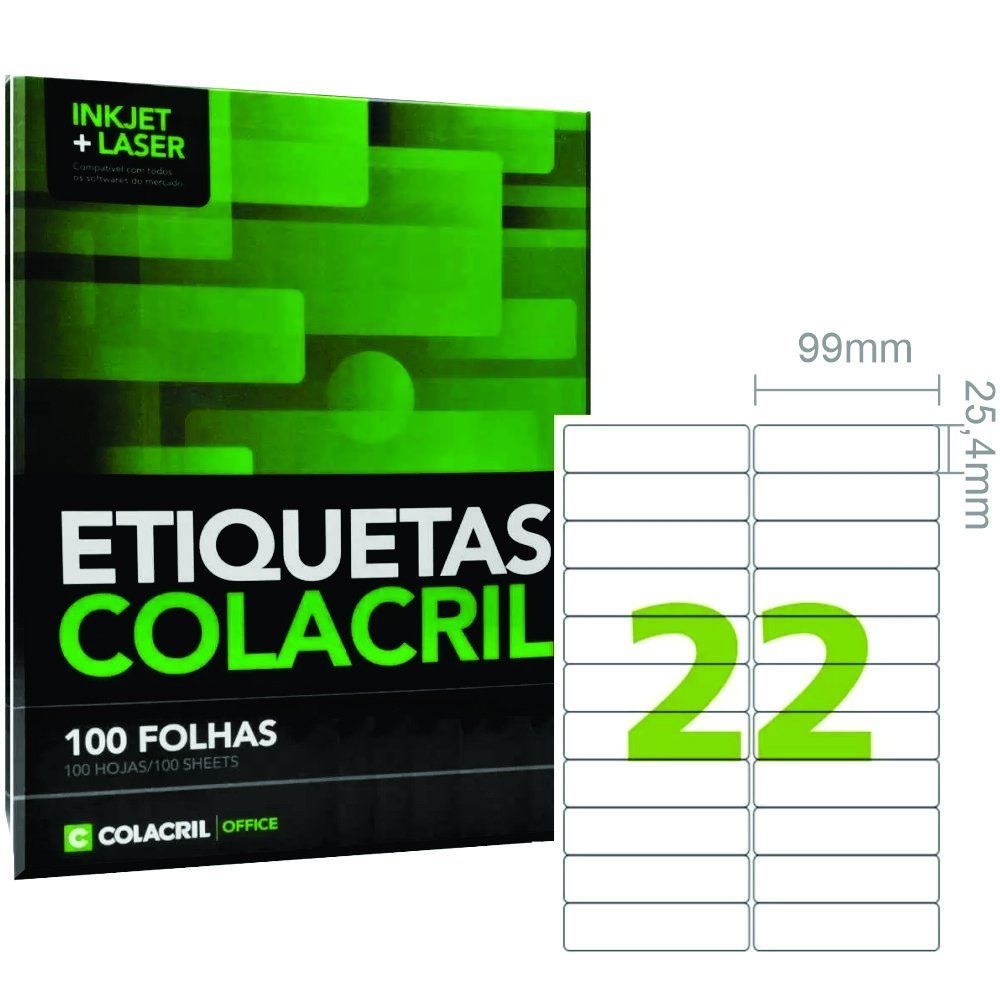 Encontraproduto.com.br - Etiqueta Colacril A4354 (25,4 X 99 Mm) - Cx C/ 100 Fls Cor Branco
