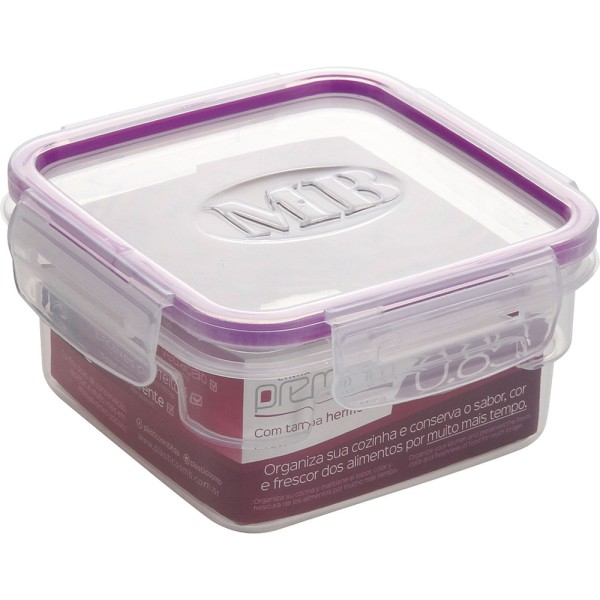 Encontraproduto.com.br - Pote Quadrado 850ml com Trava Premium MB