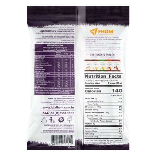 Encontraproduto.com.br - Mix De Batatas Chips Raízes Fhom 45g