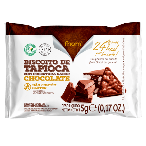 Encontraproduto.com.br - Biscoito Tapioca com Chocolate Fhom 5g