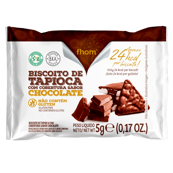 Encontraproduto.com.br - Biscoito Tapioca com Chocolate Fhom 5g