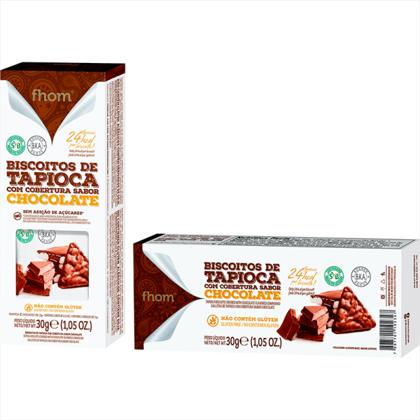 Encontraproduto.com.br - Biscoito Tapioca com Chocolate Fhom 30g