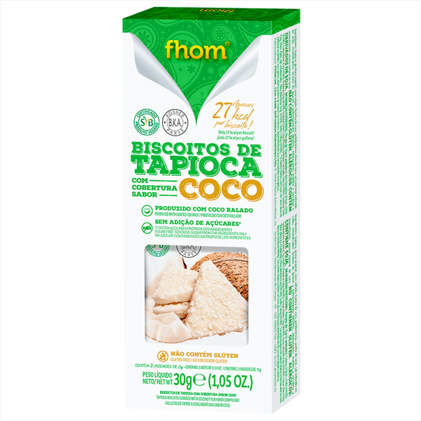 Encontraproduto.com.br - Biscoito Tapioca com Coco Fhom 30g