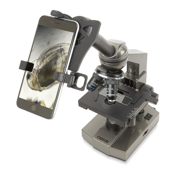 Encontraproduto.com.br - Microscópio Biológico 100X-1000X com platina mecânica e adaptador para SmartPhone