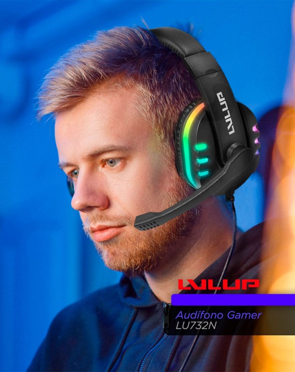 Encontraproduto.com.br - Pro Gaming Led Headset Level UP para Xbox, PS, Switch, PC e Mobile