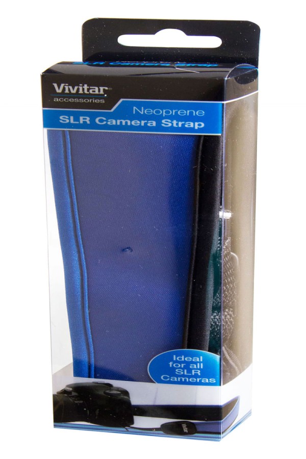 Encontraproduto.com.br - Alça de pescoço para câmera fotográfica DSLR Azul