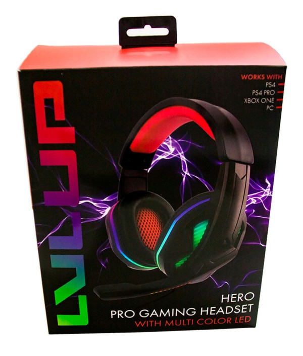 Encontraproduto.com.br - Hero Pro Gaming Led Headset Level UP para Xbox, PS, Switch, PC e Mobile
