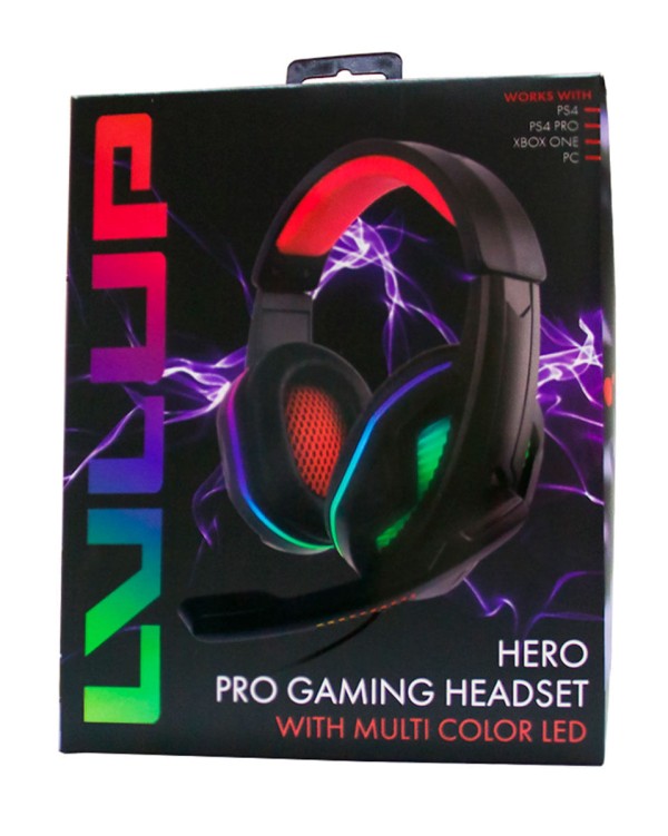 Encontraproduto.com.br - Hero Pro Gaming Led Headset Level UP para Xbox, PS, Switch, PC e Mobile