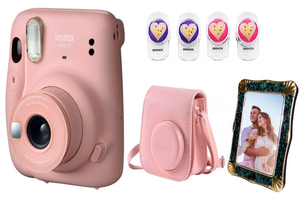 Encontraproduto.com.br - Câmera Instax Mini11 Rosa, Bolsa Instax Mini11 e acessórios