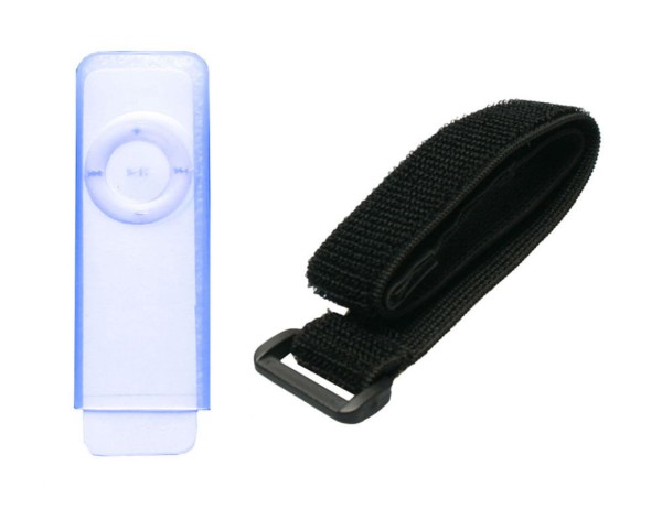 Encontraproduto.com.br - Estojo de silicone com braçadeira para iPod Shuffle  Azul