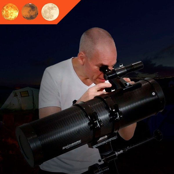 Encontraproduto.com.br - Telescópio Refletor Newtoniano com lente 130mm, acessórios e adaptador para SmartPhone