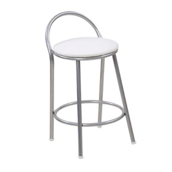 Encontraproduto.com.br - Banco 47cm C/Encosto Prata/Bco Metalnew