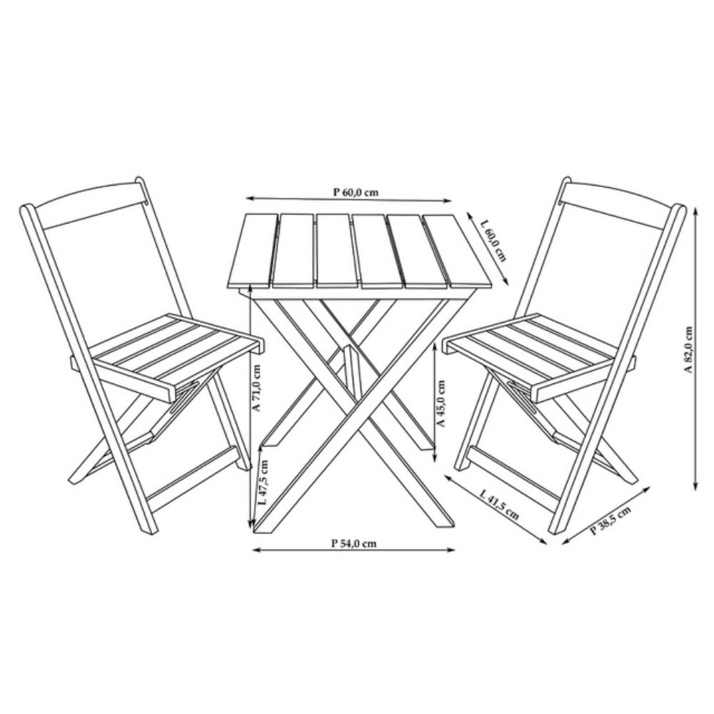 Encontraproduto.com.br - Conjunto de Mesa com 2 Cadeiras em Madeira Orquidea - Metalnew