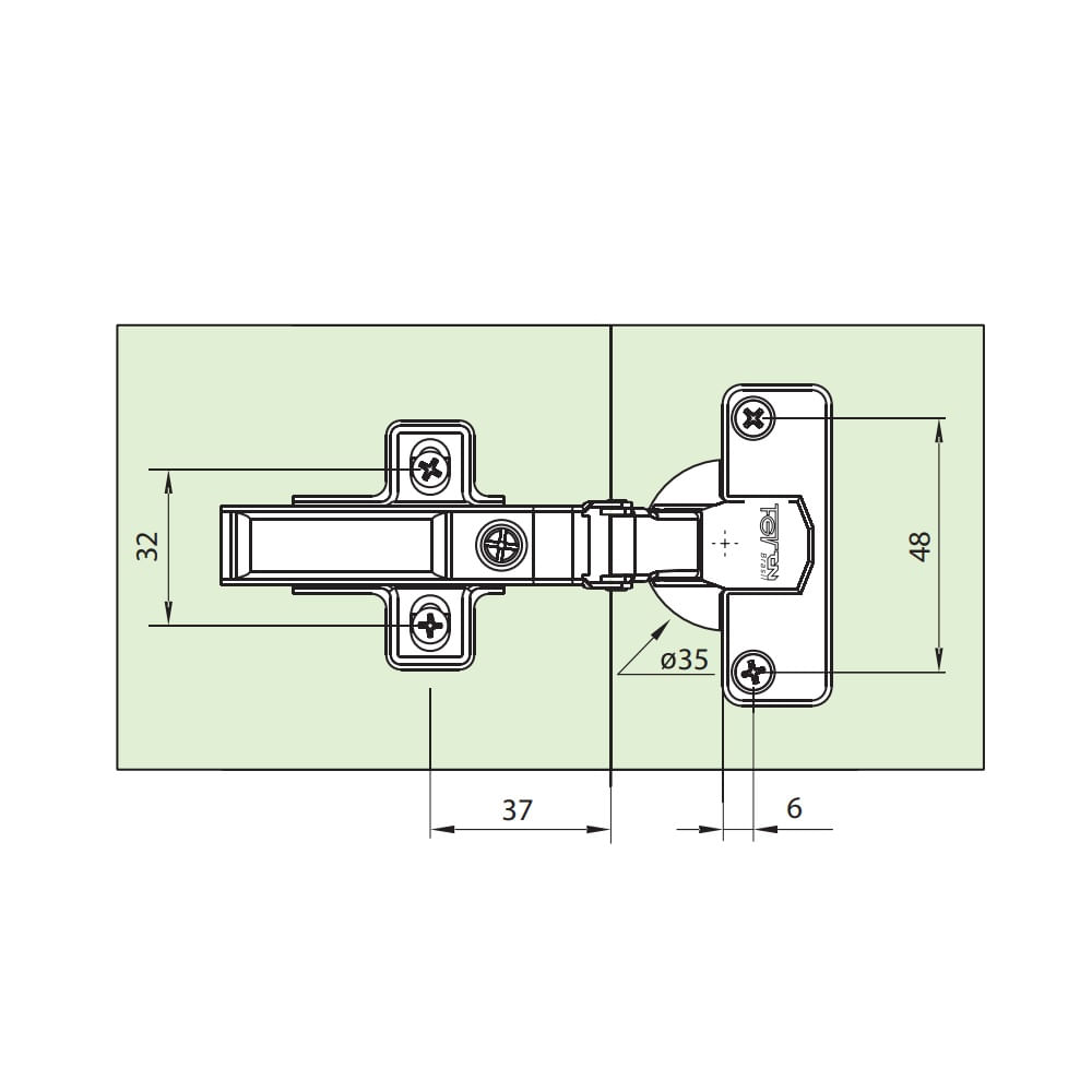 Encontraproduto.com.br - Dobradiça 35mm 30º TN Slow para Móveis em Ângulo com Calço Click e Amortecedor FGVTN