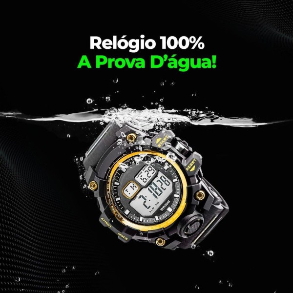 Encontraproduto.com.br - Relogio Digital Dourado + Maquina Cortar Cabelo Presente Robusto Casual Dourado Original
