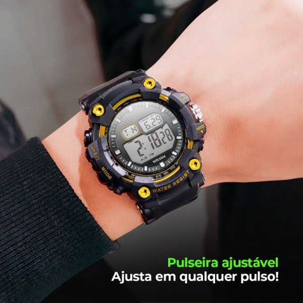 Encontraproduto.com.br - Relogio Digital Dourado + Maquina Cortar Cabelo Presente Robusto Casual Dourado Original