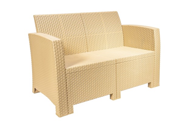 Encontraproduto.com.br - Sofá 2 Lugares Área Externa Rattan Palha Aquaplás 118cm