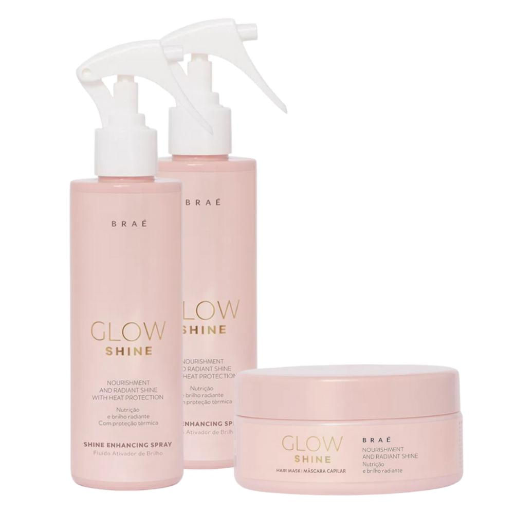 Kit Braé Glow Shine Máscara 200g + 2x Fluido Ativador 200ml