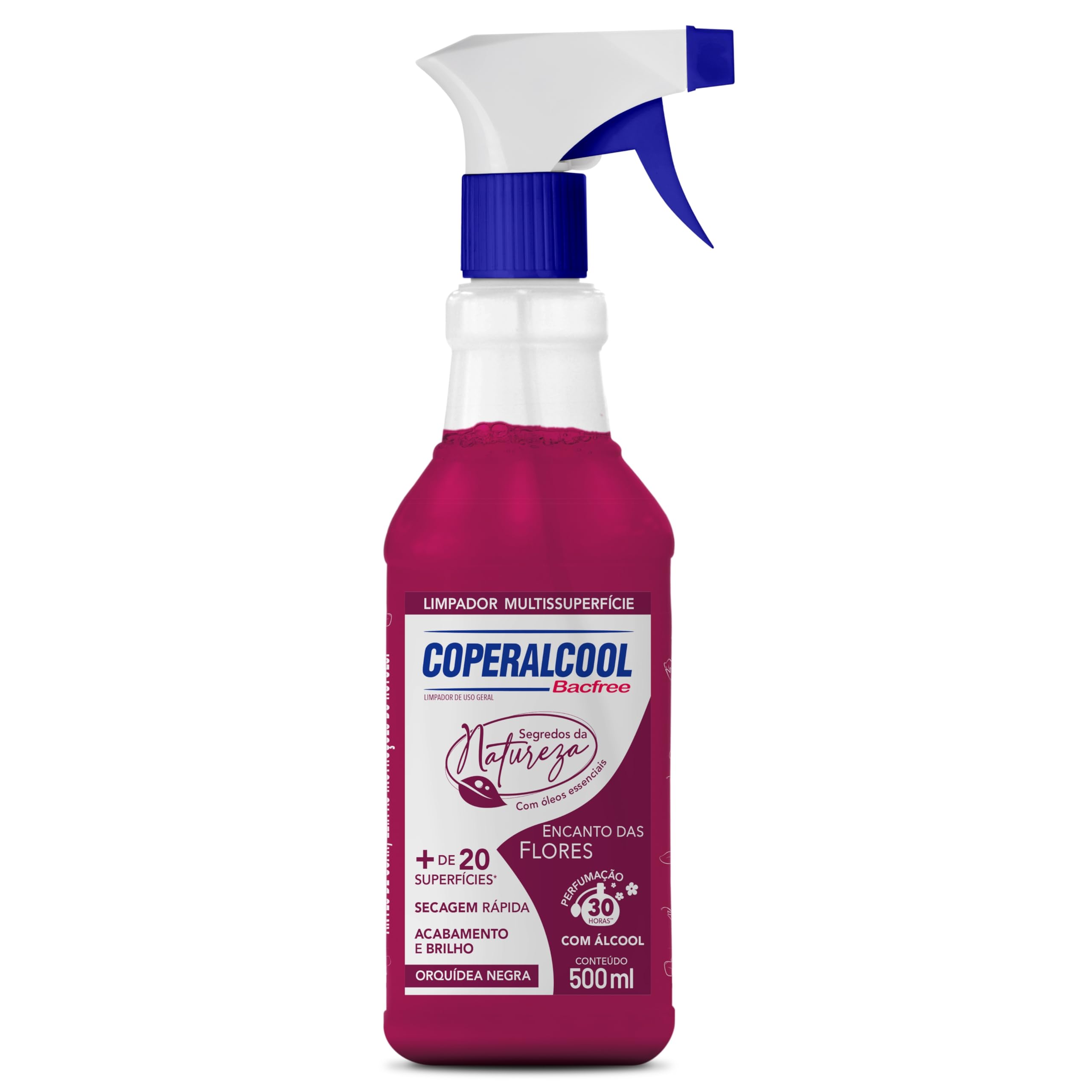 Encontraproduto.com.br - Limpador Multiuso Encanto das Flores Pulverizador 500ml Coperalcool Bacfree