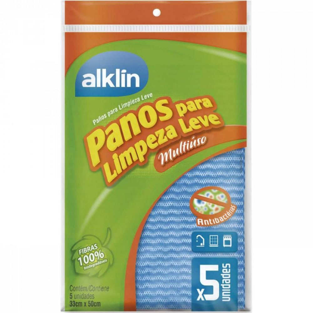 Encontraproduto.com.br - PANO LIMPEZA LEVE AZUL 33X50CM 5UN ALK-7007 SCHWANKE