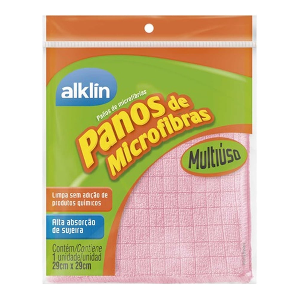 Pano de Microfibra Alklin Multiuso - 29cm x 29cm Unidade