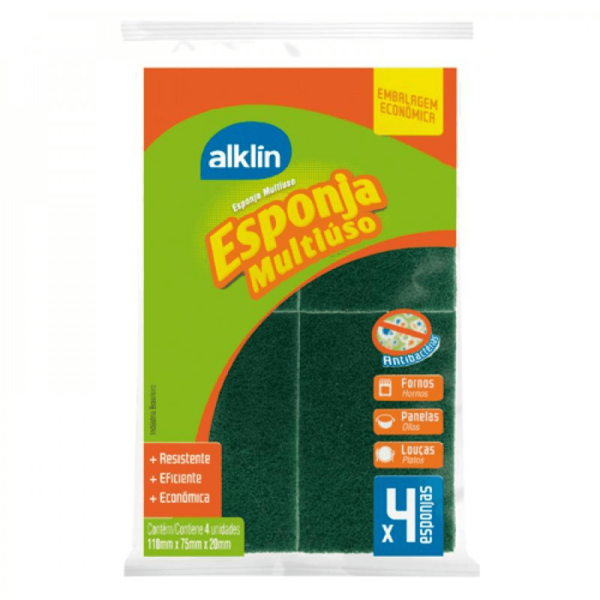 Encontraproduto.com.br - Esponja Alklin Dupla Face Pacote com 4 unidades