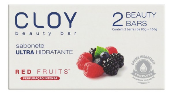 Sabonete Em Barra Hidratante Red Fruits Cloy 80g 2 Unidades