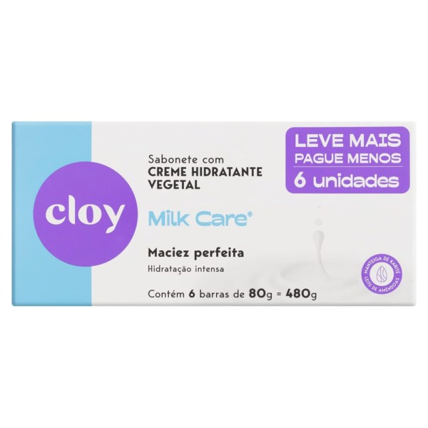 Encontraproduto.com.br - Sabonete Em Barra Cloy Milk Care Com 6 Unidades De 80g Cada