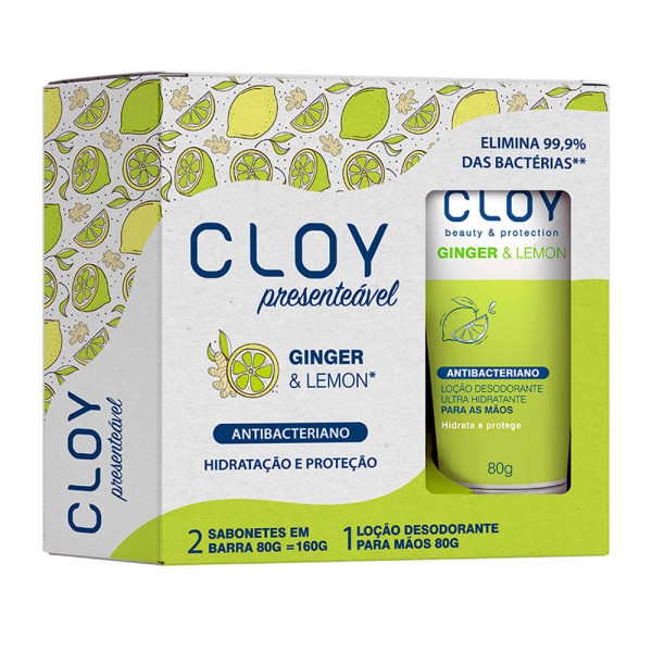 Encontraproduto.com.br - Sabonete Cloy Ginger e Lemon 2x80g +Loção Hidratante Para Mãos