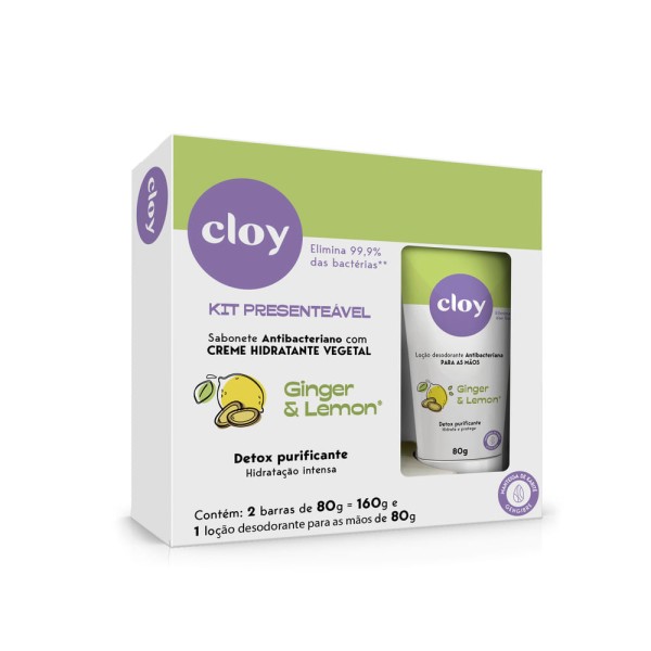 Encontraproduto.com.br - Sabonete Cloy Ginger e Lemon 2x80g +Loção Hidratante Para Mãos