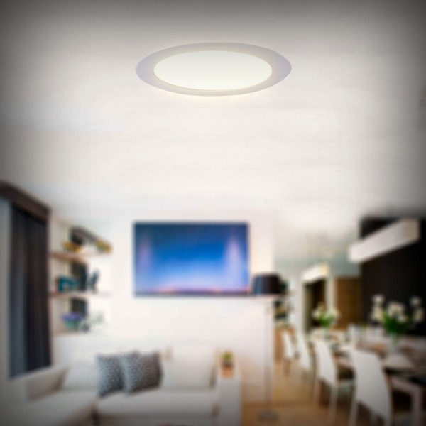 Encontraproduto.com.br - Painel de LED Embutir Slim 6W 12cm 410 Lúmens Luz Amarela